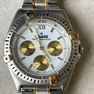 Visage men battery water resistant date&day 24h silver and gold